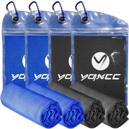 4 Pack Cooling Towels, 40"x12", Microfiber Neck Towels | Cool Neck Wraps, Soft and Breathable, Ideal for Gym, Yoga, Golf, Running, Fishing, Camping and Hot Weather