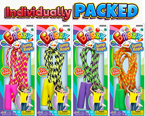 JA-RU 7ft Adjustable Jump Rope (Jump Rope) Nylon Braided Jump Ropes for Kids. Indoor & Outdoor Activities for Teens. Bulk Party Favor & Gymnastics Goodie Bag Stuffers. 1995