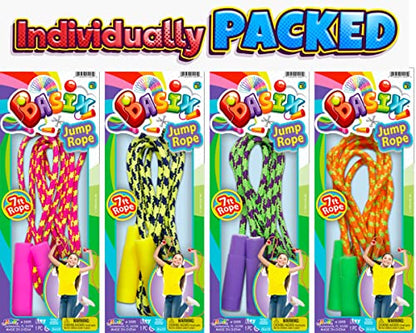 JA-RU 7ft Adjustable Jump Rope (Jump Rope) Nylon Braided Jump Ropes for Kids. Indoor & Outdoor Activities for Teens. Bulk Party Favor & Gymnastics Goodie Bag Stuffers. 1995
