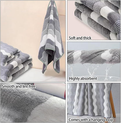 Microfiber Bath Towel 35x70in - Ultra Soft Quick Dry, Lightweight for Gym, Spa, Travel | Hotel Grade & Multi-Use| Single Pack - color: Gray and White Stripe, size: 35*70 Inches