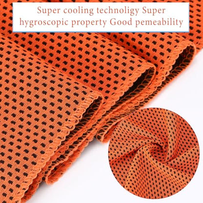 Honoson 10 Pcs Cooling Towels for Neck and Face, 47"x12" Sports Breathable Ice Towels Microfiber Chilly Sweat Rags with Portable Bottle for Gym Golf Athletes Yoga Workout Hot Weather (Orange)