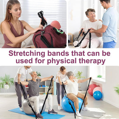 Stretching Strap Yoga Strap for Home Workout, Exercise, Pilates and Gymnastics, Non-Elastic Stretch Bands for Women & Men,Improve Flexibility-Black