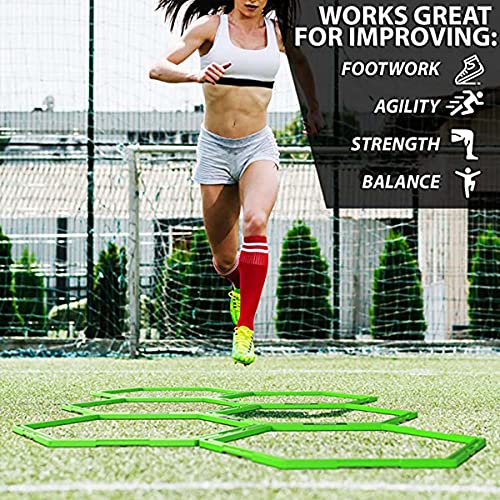 Hexagon Agility Ring Training Circle Ring Speed Agility Ladder Physical Training Ring Football Footwork Trainer Hurdles Agility Ladder Fitness Equipment Multicolor Training Ring 3Pcs