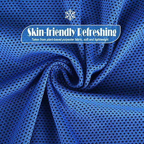 10 Pack Cooling Towels Bulk Microfiber Ice Towel Quick Dry Breathable Chilly Sweat Towel Stay Cool Towel for Neck Face Yoga Gym Workout Running Beach with Carabin Bag, 40x12'', Dark Blue - color: Dark Blue