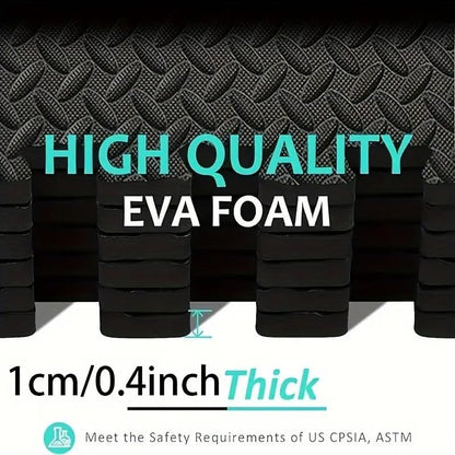 Boolavard Puzzle Exercise Mat ½ in, EVA Interlocking Foam Floor Tiles for Home Gym, Mat for Home Workout Equipment, Floor Padding for Kids (Black - 1/2 Inch - 12 Sq Ft - 12 Tiles)