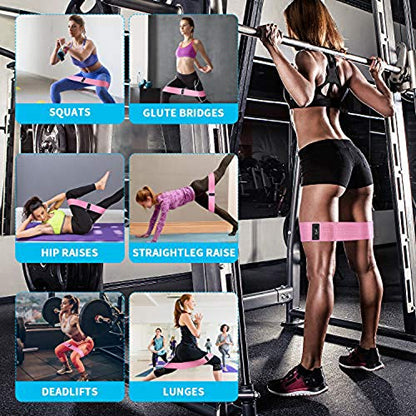 Booty Bands, 3 Resistance Bands for Legs and Butt, Non Slip Exercise Bands,Elastic Strength Squat Band, Workout Beginner to Professional