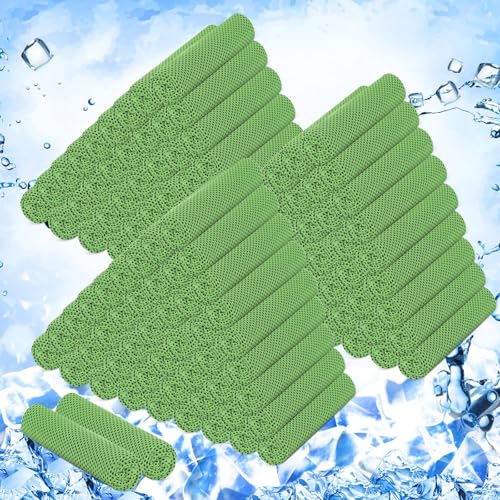 150 Pack Cooling Towels Bulk 40 x 12 Inch Large Chilly Breathable Sweat Sports Cold Towels Sublimation Microfiber Ice Neck Rag for Hot Weather Workout Gym Team Gift (Green) - color: Green