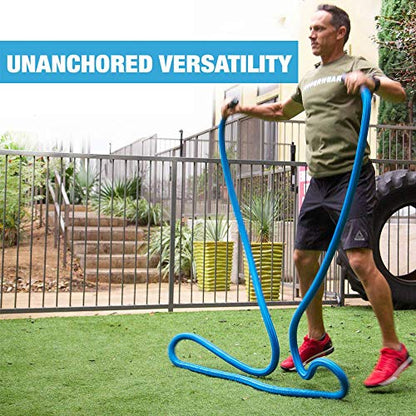HYPERWEAR Hyper Rope Weighted Short Battle Rope 20 ft / 15 lb – Blue - size: 20 ft (15 lb) Blue