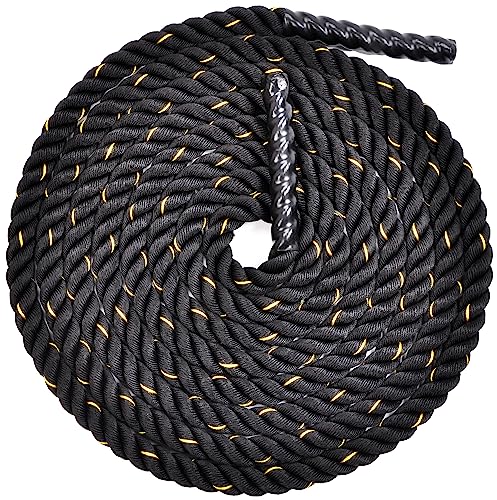 Fitvids Battle Rope 1.5Inch Diameter Poly Dacron 30 FT Length, Heavy Ropes for Home Gym and Workout