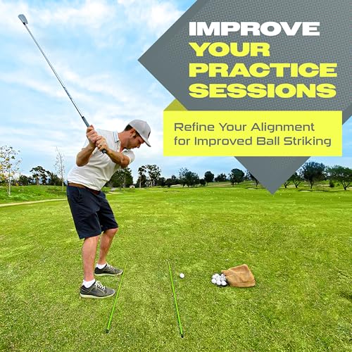 GoSports Golf Alignment Training Sticks - Choose 2 Or 3 Pack - 48 Inch Golf Alignment Aid Practice Rods