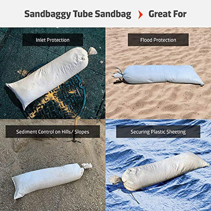 Sandbaggy 38 Inch by 12 Inch Empty Tube Sandbags - Sand Bag Water Barrier - For Re-Directing Water in Flood/Erosion Issues - Sand Not Included (1 Bag)