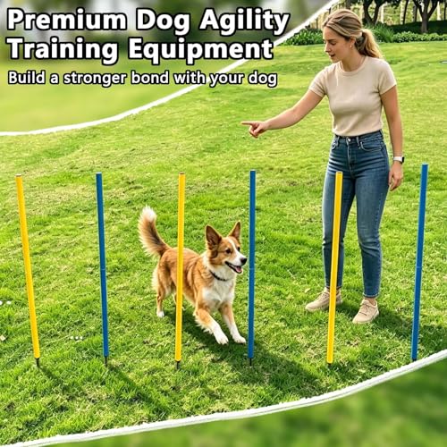 6-Pack Dog Agility Weave Poles with Stakes for Backyard Training - color: SLV-weave 6