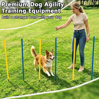 6-Pack Dog Agility Weave Poles with Stakes for Backyard Training - color: SLV-weave 6