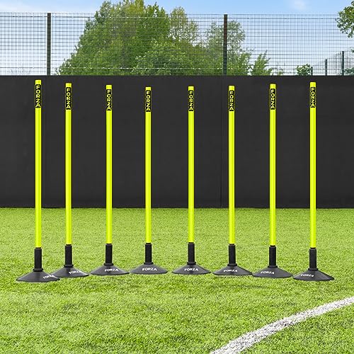 FORZA Slalom Agility Poles | Improve Endurance, Speed & Footwork | Color, Size & Rubber Base Options Available [8 Pack] - color: Yellow, size: With Bases, style: 3ft