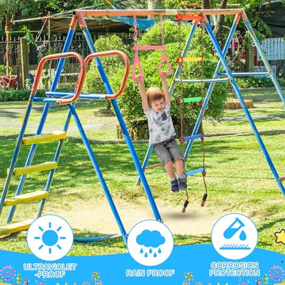 2 Pack Gym Swing Sets 48'' Trapeze Swing Bar Monkey Bar Heavy Duty Chain with Locking 6.8ft Climbing Rope Ladder Climbing Game for Accessories Tree House Playground Outdoor Play (Pink) - color: Pink