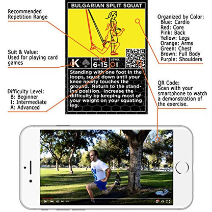Stack 52 Suspension Exercise Cards TRI Pack. Compatible with All Suspension Trainers. Suspended Bodyweight Resistance Workout Game. Video Instructions Included. Fun at Home Fitness Training Program. - color: Suspension Tri Pack