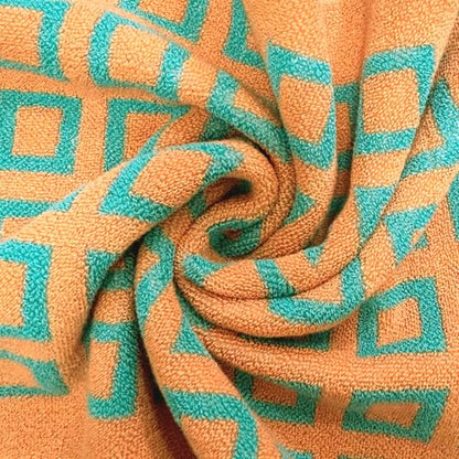 USTIDE 2-Pack Classic Checkered Hand Towels for Bathroom, Soft Absorbent Cotton Kitchen Towels with Green and Orange Pattern, Quick-Dry Gym & Travel Towels for Daily Use