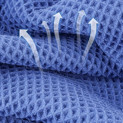 Microfiber Waffle Face Towels, 2 Pieces, Soft, Absorbent, Fast Drying, Lint Free 430 GSM (Dark Blue) - color: Dark Blue