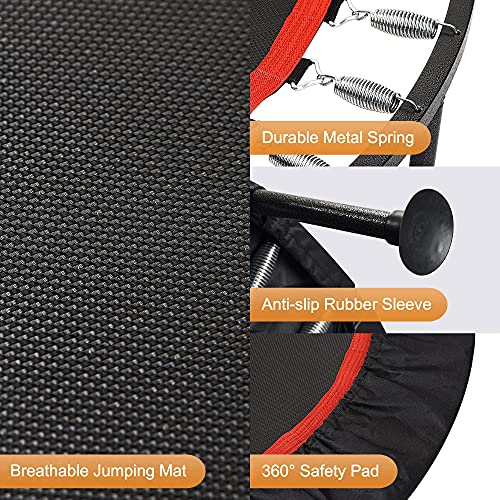 KENSONE 48" Foldable Spring Mini Trampoline for Kids and Adults, Indoor/Outdoor Fitness Rebounder with Adjustable Foam Handle, Max Load 450 lbs