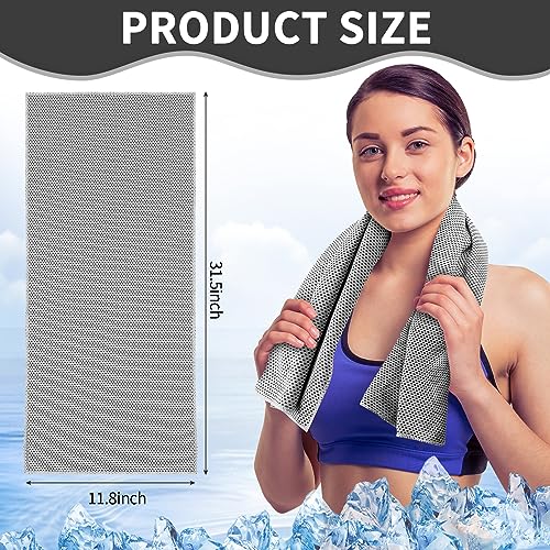 Honoson 10 Pcs Cooling Towel Bulk - Neck & Face Cool Chilly Towels Microfiber Breathable Sport Sweat Rag for Gym, Yoga, Travel, Camping, Running, Outdoor (Grey) - color: Grey