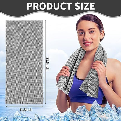 Honoson 10 Pcs Cooling Towel Bulk - Neck & Face Cool Chilly Towels Microfiber Breathable Sport Sweat Rag for Gym, Yoga, Travel, Camping, Running, Outdoor (Grey) - color: Grey
