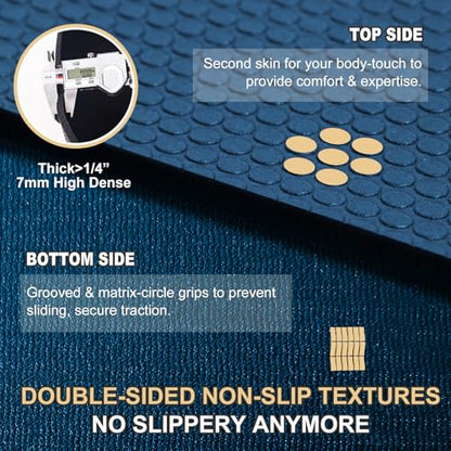 GXMMAT Extra Large Exercise Mat 16'x6'/12'x6'/10'x6'/8'x6'(7mm) - color: Navy Blue, size: 6*12 FT