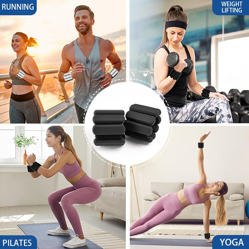 Ankle Weights for Women Man, 1 Pair Wrist Weights 2lbs (1lb Each) for Home Gym Fitness Pilates, Hand and Leg Weights with Adjustable Strap, Breathable & Comfortable Arm Weights