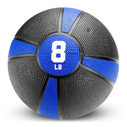 Heavy Duty Tuff Grip Rubber Medicine Ball (8 LB) - Great for Workouts!