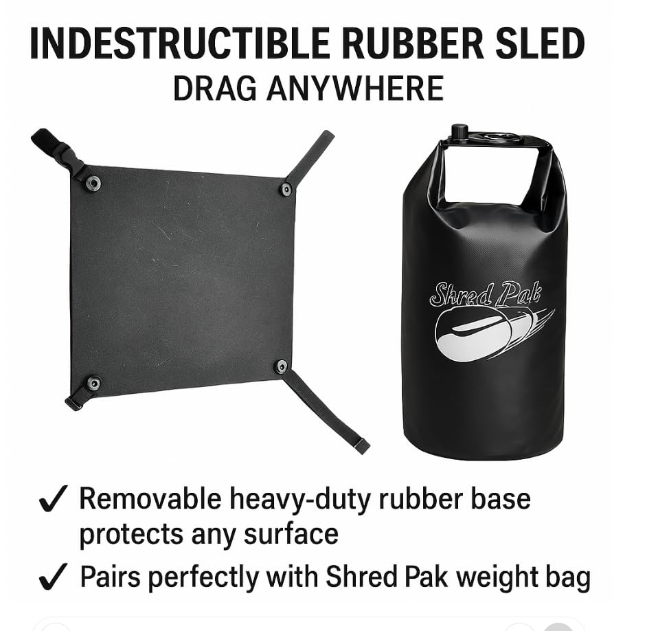 Upgraded ShredPak - Resistance Training System - Weight Sled Harness Weight Bag, Handles - Football Training, Any Surface, Strength Workout for Athletes - Burn 3X The Calories - Gym, Home and, Outdoor