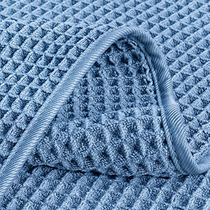 POLYTE 430 GSM Poly Blend Microfiber Quick Dry Waffle Hand Towel, 16x30 in - color: Blue