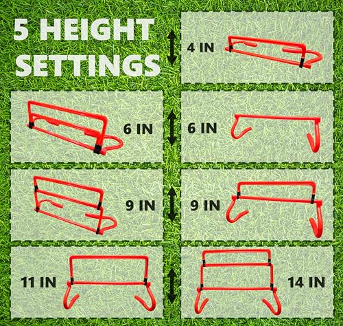 Adjustable Agility Training Hurdles, 5 Height Speed & Jump Hurdles, Portable Sports Equipment for Soccer, Football, Basketball, Kids & Athletes
