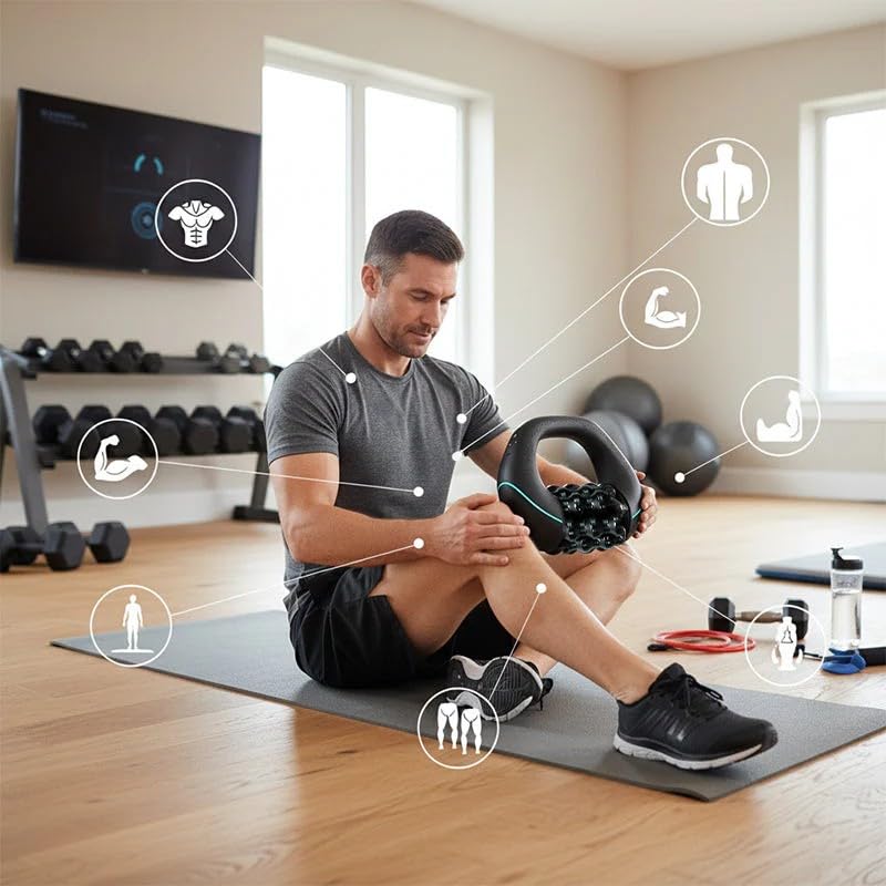 Electric Handheld Rolling Massager - Percussive Massager, Targeting Knots with Precision Deeply Relieve Muscle Soreness, Improve Blood Circulation, 3-Speed Spin for Back, Shoulders, Legs. (Black)