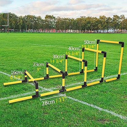 Height Adjustable Hurdles, Portable Training Hurdles, Set of 5 Different Height, Detachable Speed and Agility Hurdles Soccer Practice Equipment, Track and Field Worko, Yellow - color: Yellow