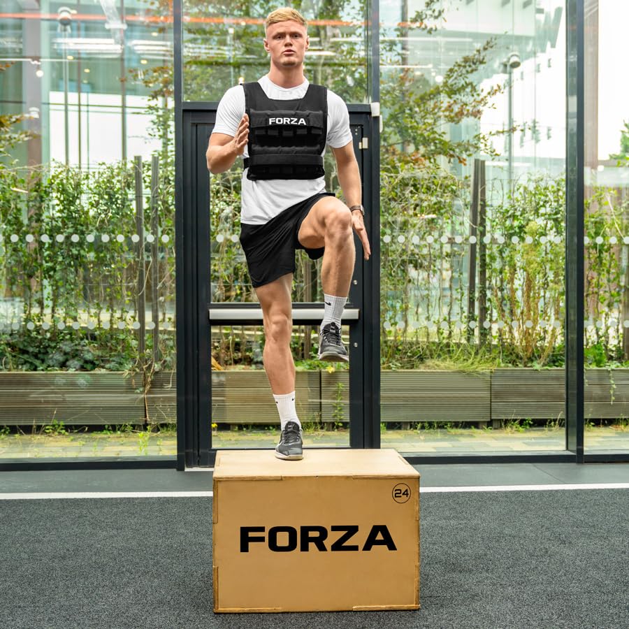 FORZA Adjustable Weighted Vest for Fitness Training – Up to 44lbs Weight Capacity, Removable Cast Iron Blocks