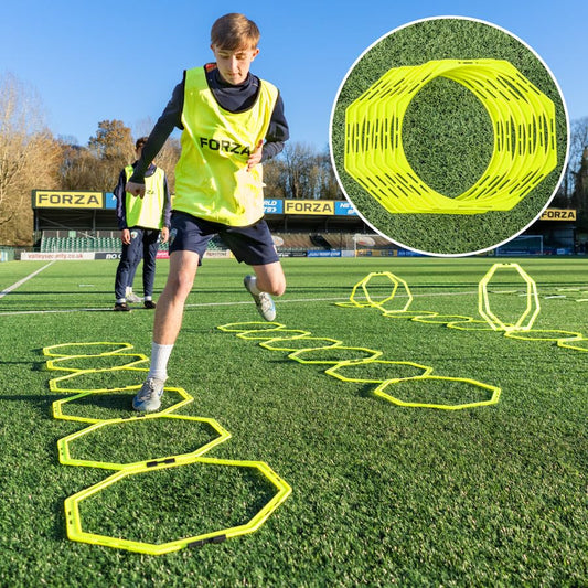 FORZA Agility Training Octa Rings [Pack of 6] | Soccer Training Equipment | Multi-Sport Agility Ring Set | Speed Training Equipment | Sports Equipment - color: Fluro Yellow