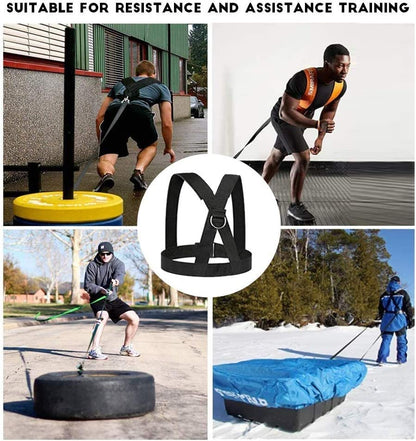 Weight Sled Harness Set, 5 PCS Pulling Strap for Running, Speed Power Agility Training Full Body Workout Football Exercise Equipment for Outdoor Men and Women 6.6FT