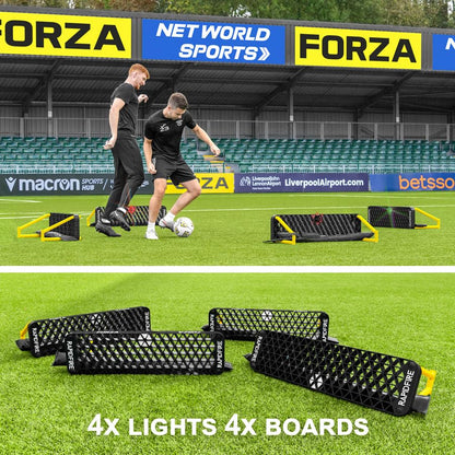 FORZA METIS x RapidFire Interactive Wave Rebound Boards | Reaction Soccer Training Equipment with App-Enabled Lights - Improve Speed, Agility, and Ball Control - size: Standard (40In), style: 4x Lights & 4x Boards