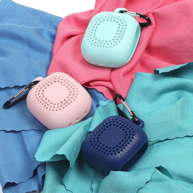 Outdoor Travel Quick Drying 40CM Towel with Portable Creative Silicone Box, Microfiber Cold Sports Quick Drying Towel, Gym, Beach, Yoga, Sports Travel (Pink)