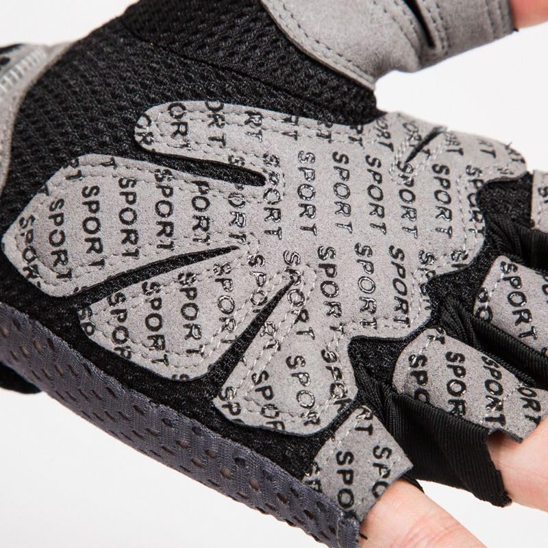 Men & Women Workout Gloves Breathable Fitness Gloves Weight Lifting Gym - color: Black with PU