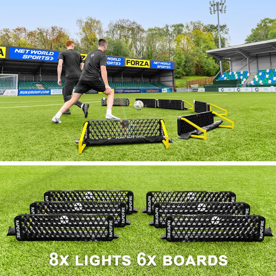 FORZA METIS x RapidFire Interactive Wave Rebound Boards | Reaction Soccer Training Equipment with App-Enabled Lights - Improve Speed, Agility, and Ball Control - size: Standard (40In), style: 8x Lights & 6x Boards