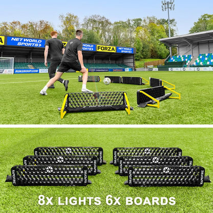 FORZA METIS x RapidFire Interactive Wave Rebound Boards | Reaction Soccer Training Equipment with App-Enabled Lights - Improve Speed, Agility, and Ball Control - size: Standard (40In), style: 8x Lights & 6x Boards
