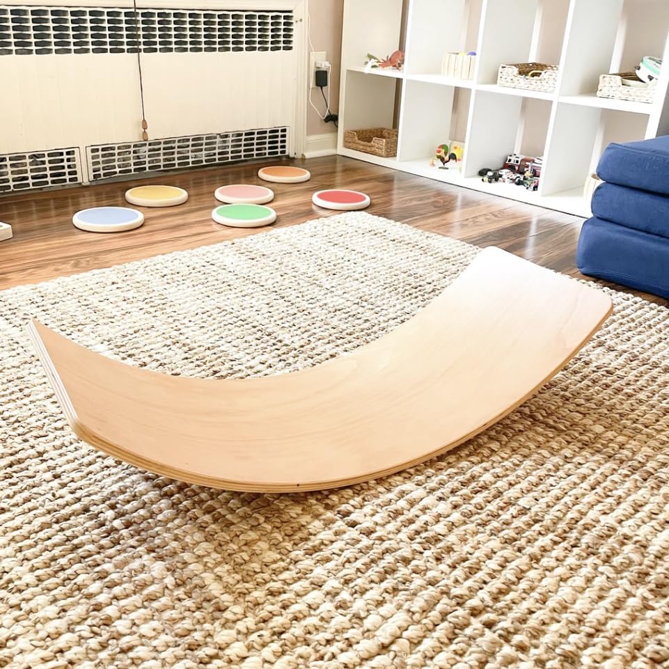 Balance Board for Toddlers - Wooden Wobble - Kids Balance - First Birthday Gift - Large Natural Wood - Handmade