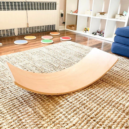 Balance Board for Toddlers - Wooden Wobble - Kids Balance - First Birthday Gift - Large Natural Wood - Handmade