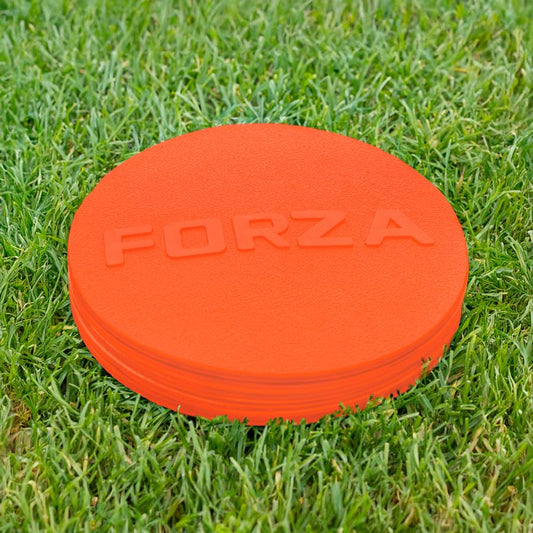 FORZA Flat Disc Markers | Brightly Colored Training Markers for Soccer & Outdoor Play – Available in Mini (Set of 20) or Standard (Set of 10) - color: Orange, style: Mini (3.5in)