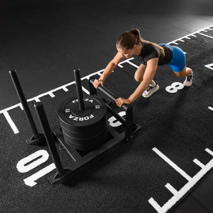 FORZA Competition Weight Sled | Heavy-Duty Steel Sled for Gym & HYROX Training – Removable Uprights with Optional Dual-Handle Attachment - style: With Double Handle Attachment