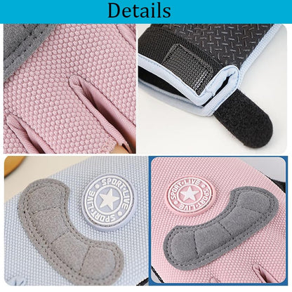 Kids-Fingerless-Cycling-Gloves Non-Slip Exercise Gloves for Youth Girls - color: Circle Pink, size: Large