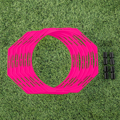 FORZA Agility Training Octa Rings [Pack of 6] | Soccer Training Equipment | Multi-Sport Agility Ring Set | Speed Training Equipment | Sports Equipment - color: Fluro Pink