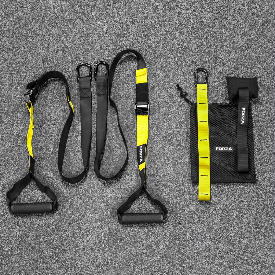 FORZA Suspension Training Straps | Adjustable Bodyweight Resistance Trainer with Door Anchor, EVA Foam Handles & Carry Bag | Home Gym Workout Straps for Strength, Core & Full Body Training