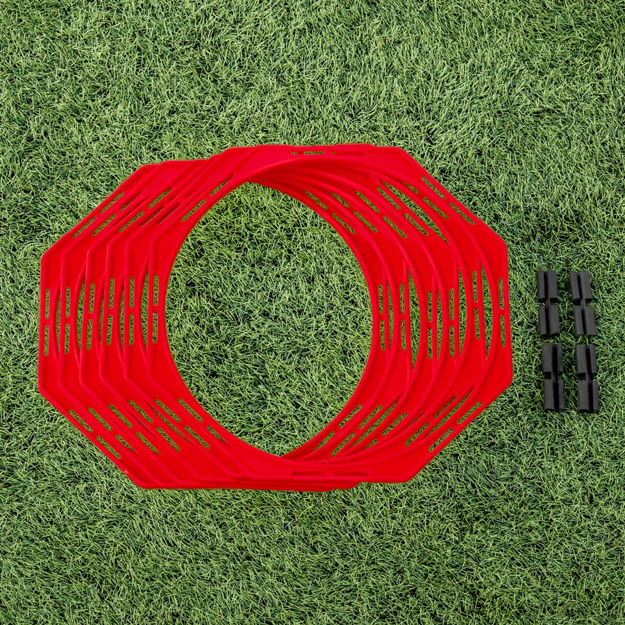 FORZA Agility Training Octa Rings [Pack of 6] | Soccer Training Equipment | Multi-Sport Agility Ring Set | Speed Training Equipment | Sports Equipment - color: Red