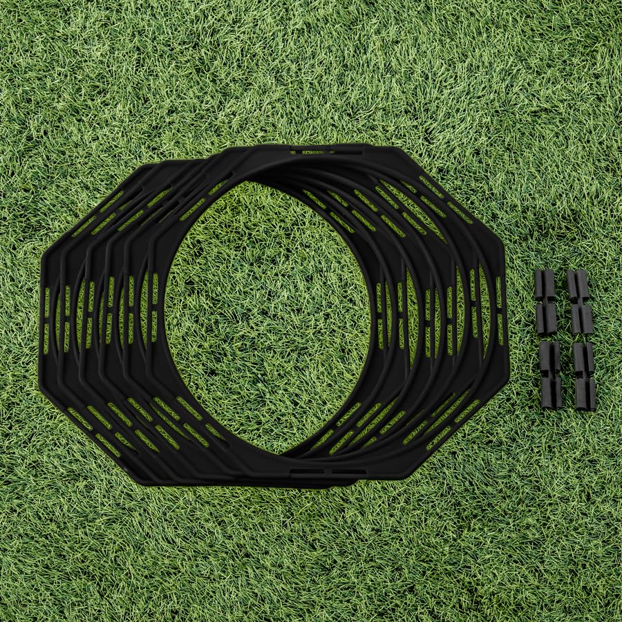 FORZA Agility Training Octa Rings [Pack of 6] | Soccer Training Equipment | Multi-Sport Agility Ring Set | Speed Training Equipment | Sports Equipment - color: Black